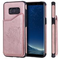 Voor Galaxy S8 kat boom reliëf patroon schokbestendige beschermende case met kaartsleuven & fotolijstjes (Rose goud)
