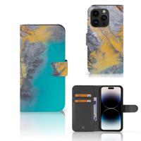 iPhone 15 Pro | Bookcase | Marble Blue Gold