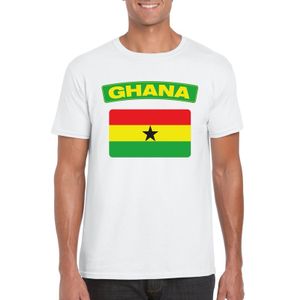 T-shirt met Ghanese vlag wit heren