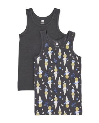 HEMA Kinderhemden ijsjes - 2 stuks antraciet (antraciet)