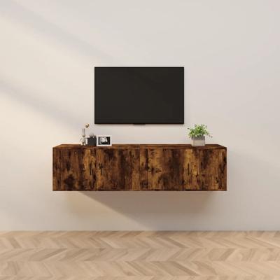 Tv-wandmeubels 2 st 80x34,5x40 cm gerookt eikenkleurig