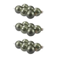 18x stuks glazen kerstballen graniet groen 8 cm mat/glans - thumbnail