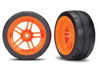 Traxxas - Tires and wheels, assembled, glued (split-spoke orange wheels, 1.9" Response tires) (extra wide, rear) (2) (VXL rated) (TRX-8374A)