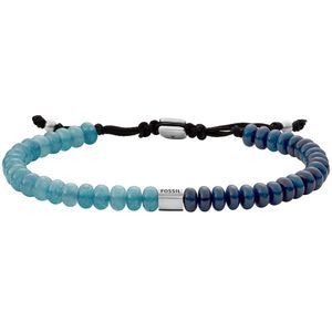 Fossil JF03991040 Armband Fashion staal-beads zilverkleurig-turquoise-blauw