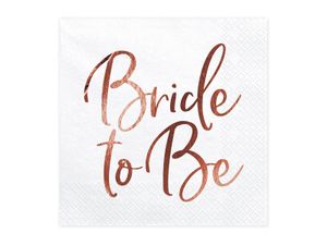 Bride To Be Servetten Wit Rose Gold - 20 stuks