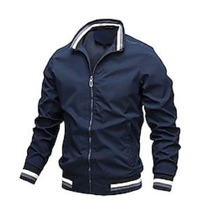 Voor heren Lichtgewicht jack Outdoor jas Bomberjack Sportjas Dagelijks gebruik Winddicht Klassiek Lente Herfst Effen Kleur Eenvoudig Zwart Wit Geel Marineblauw Groen Jacks Lightinthebox