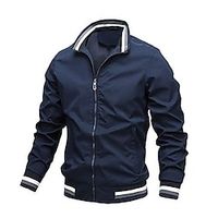 Voor heren Lichtgewicht jack Outdoor jas Bomberjack Sportjas Dagelijks gebruik Winddicht Klassiek Lente Herfst Effen Kleur Eenvoudig Zwart Wit Geel Marineblauw Groen Jacks Lightinthebox - thumbnail