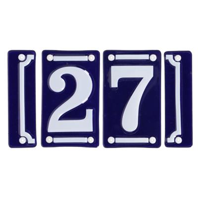 Best for Boots huisnummer 27 - met sierrand - Oudhollands - emaille - blauw/wit