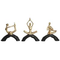 Decoratieve figuren DKD Home Decor 28 x 7 x 35 cm 28 x 8 x 36 cm Zwart Gouden Yoga (3 Stuks)