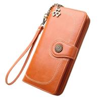 Vintage knop telefoon portemonnees vrouwen portefeuilles vrouwelijke portemonnee lederen merk retro dames lange rits vrouw portemonnee kaart koppeling