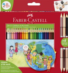 Faber Castell FC-201745 Kleurpotloden Driekant Children Of The World In Etui á 24+3 Stuks