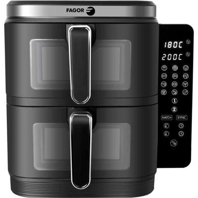 FAGOR olievrije friteuse - Airfryer FGD11 - Inhoud 11L - Dubbele tanks 5,5 L - 12 kookprogramma's - 2800W