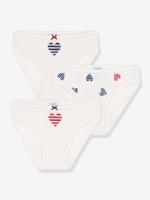 Set van 3 meisjesonderbroeken in katoen met hartjesprint PETIT BATEAU wit