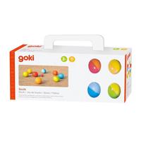 Goki houten jeu de boules spel met katoenen zak, 9dlg.