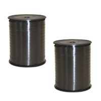 2x rollen cadeaulint/sierlint in de kleur zwart 5 mm x 500 meter