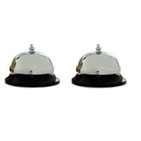 Cepewa ronde receptiebel / baliebel - 2x stuks - zilver - 8,5 cm - metaal