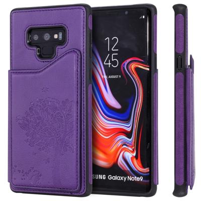 Voor Galaxy Note 9 kat boom reliëf patroon schokbestendige beschermhoes met kaartsleuven & fotolijstjes (paars)