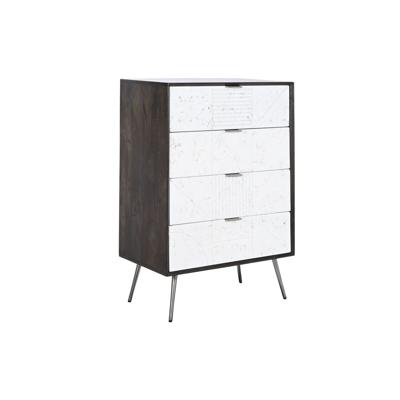 Ladekast DKD Home Decor 70 x 40 x 105 cm Wit Donkerbruin Mangohout