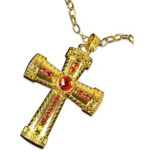 Sinterklaas verkleed ketting - goud/rood - kruis - volwassenen