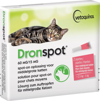 Dronspot 60mg/15mg Spot-on Oplossing Voor Middelgrote Katten Pipet