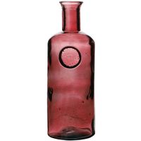 Natural Living Bloemenvaas Olive Bottle - robijn rood transparant - glas - D13 x H27 cm - Fles vazen   -