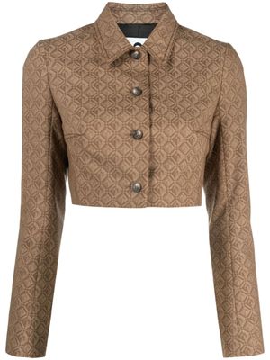 Marine Serre haut en jacquard Moon Diamant à coupe crop - Marron
