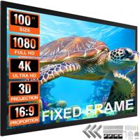 VEVOR Projectiescherm Beamer Scherm Projector Screen groot frame 16:9 100 projectorscherm Deluxe dubbellaags thuisbioscoop