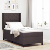 Boxspring bed met matras Donkerbruin 100 x 200 cm Stof