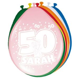 8x stuks Ballonnen versiering 50 jaar Sarah