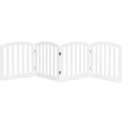 4-Delige Houten Hondenhek Vrijstaande Opvouwbare Hondenomheining Binnenhuis Huisdier Puppy Veiligheids Hek Wit 246 x 61 cm
