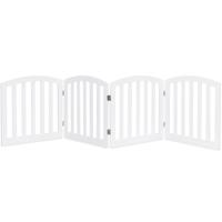 4-Delige Houten Hondenhek Vrijstaande Opvouwbare Hondenomheining Binnenhuis Huisdier Puppy Veiligheids Hek Wit 246 x 61 cm