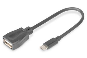 Digitus USB 2.0 Adapterkabel [1x Micro-USB 2.0 B stekker - 1x USB 2.0 bus A] DB-300309-002-S 20.00 cm Rond, Afgeschermd (dubbel), Met OTG-functie