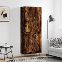 Hoge kast 69,5x34x180 cm bewerkt hout gerookt eikenkleurig