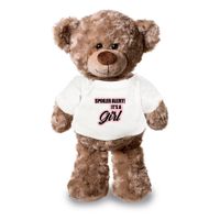 Spoiler alert girl aankondiging meisje pluche teddybeer knuffel 24 cm - thumbnail