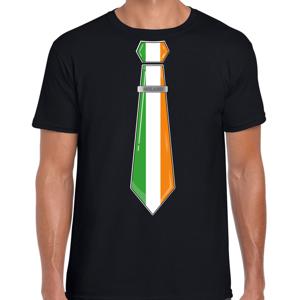 Verkleed T-shirt voor heren - stropdas Ierland - zwart - supporter - themafeest