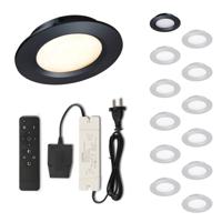 Set LED-inbouwspot met afstandsbediening Modena zwart 3W dimbaar 1-12 stuks