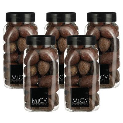 Mica Decorations decoratie stenen - 5x - 650ml - groot - bruin mix - hobby steentjes