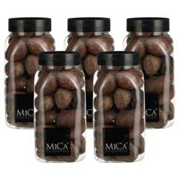 Mica Decorations decoratie stenen - 5x - 650ml - groot - bruin mix - hobby steentjes