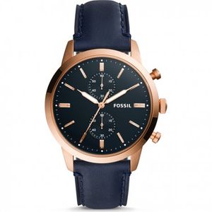 Horlogeband Fossil FS5436 Leder Blauw 22mm