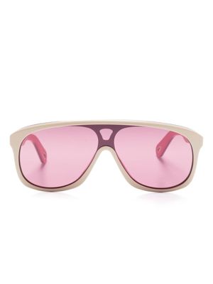 Chloé Eyewear lunettes de soleil oversize à logo gravé - Tons neutres