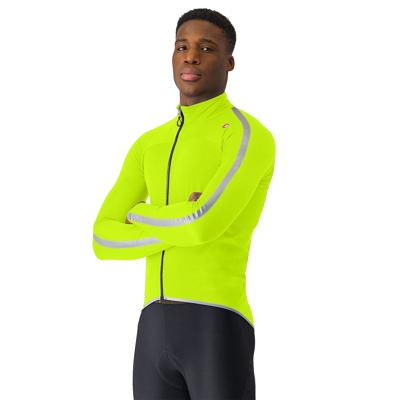 Castelli Ultra rain cape lange mouw electric lime/silver reflex