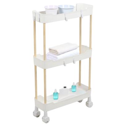 Modern Spirit Keuken/badkamer opberg trolley - 3 laags - wit - 40 x 70 cm - mesh kunststof