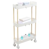 Modern Spirit Keuken/badkamer opberg trolley - 3 laags - wit - 40 x 70 cm - mesh kunststof