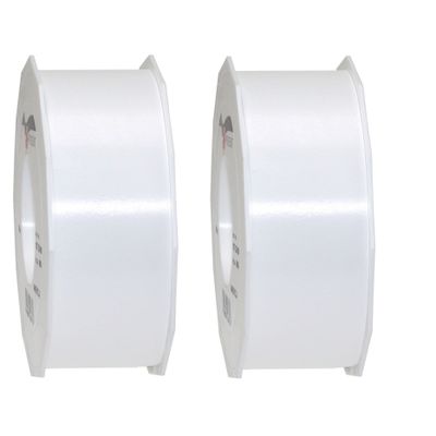 2x XL hobby/decoratie witte kunststof sierlinten 4 cm/40 mm x 91 meter