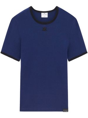 Courrèges t-shirt à logo appliqué - Bleu