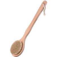 Bad/douche scrub massage borstel - hout - 40 cm - harde stevige borstels - thumbnail