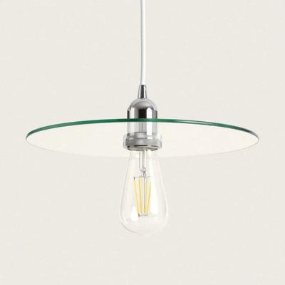 Hanglamp chrome met ronde glazen kap E27 fitting &apos;Emmanuel&apos; 30 cm
