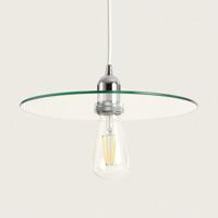 Hanglamp chrome met ronde glazen kap E27 fitting &apos;Emmanuel&apos; 30 cm