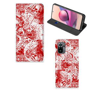 Mobiel BookCase Xiaomi Redmi Note 10 4G | 10S | Poco M5s Angel Skull Rood