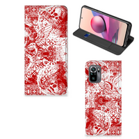 Mobiel BookCase Xiaomi Redmi Note 10 4G | 10S | Poco M5s Angel Skull Rood - thumbnail